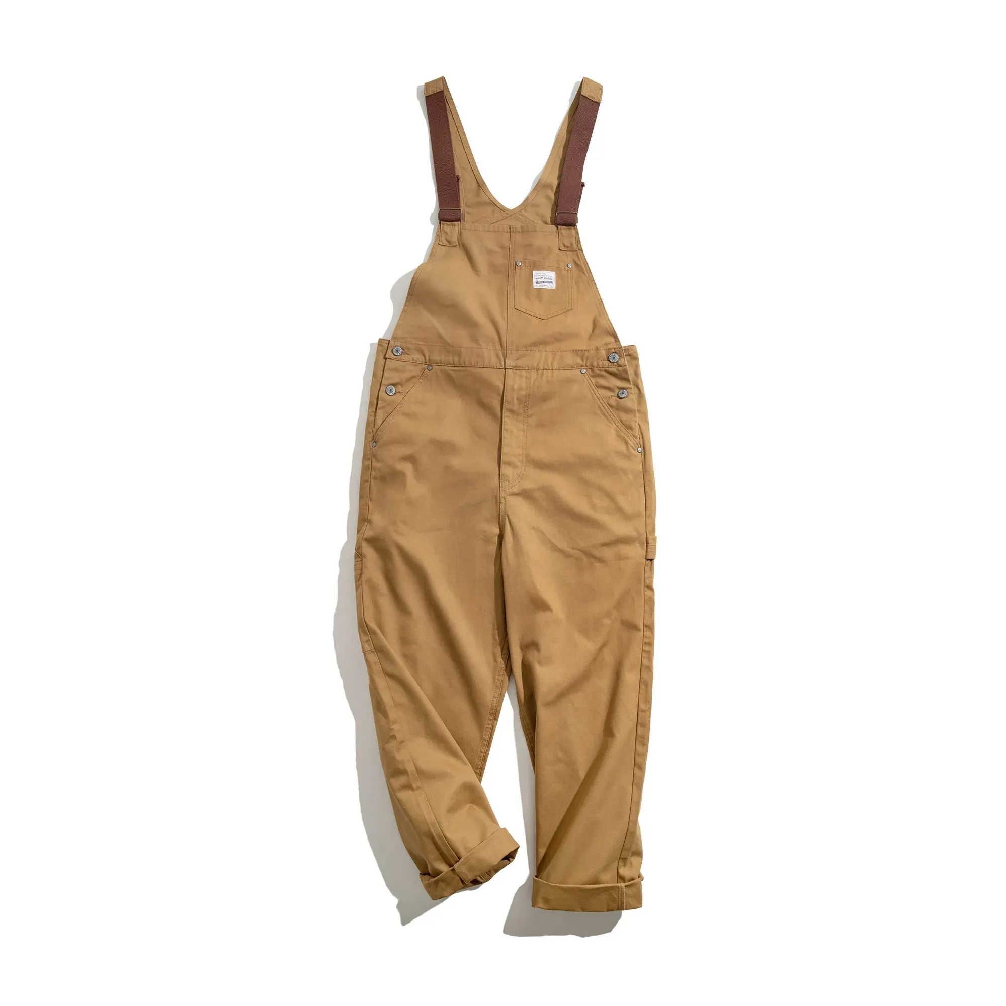 Vintage Khaki Strap Pants with Pocket - Men's Fashion