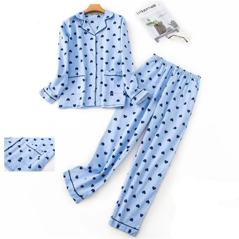 Women's Cosy Plaid Pyjamas 2 Pcs Set