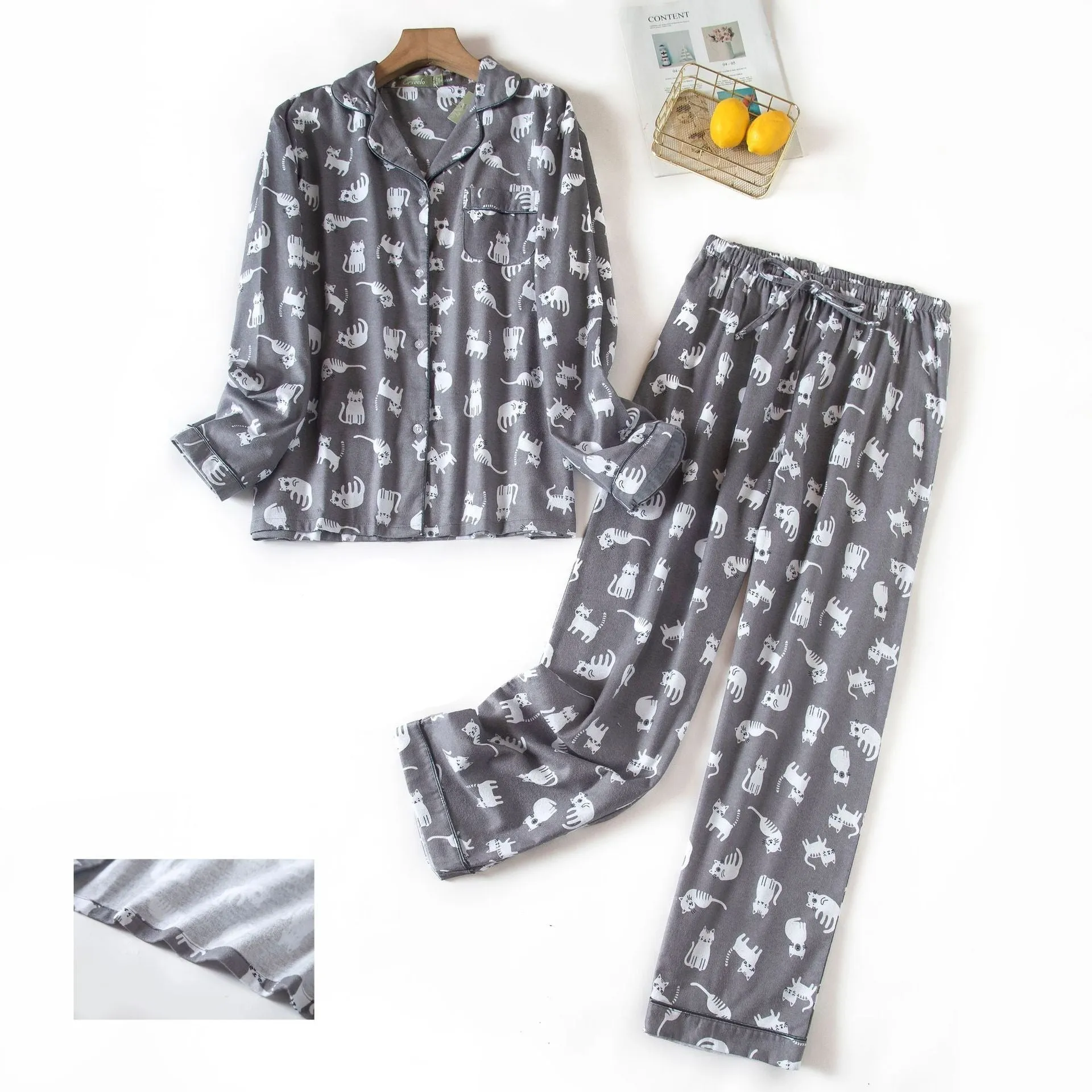 Women's Cosy Plaid Pyjamas 2 Pcs Set