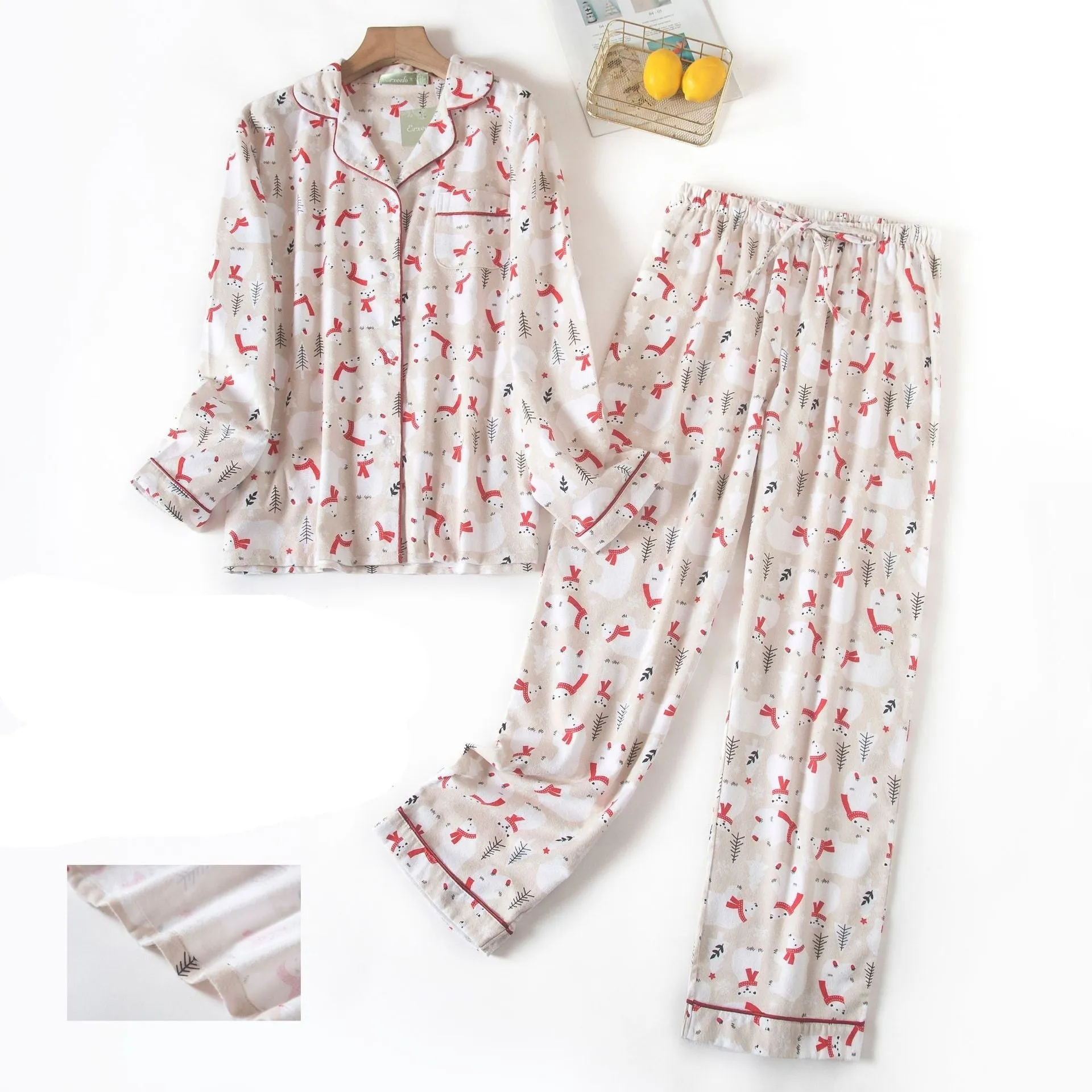 Women's Cosy Plaid Pyjamas 2 Pcs Set