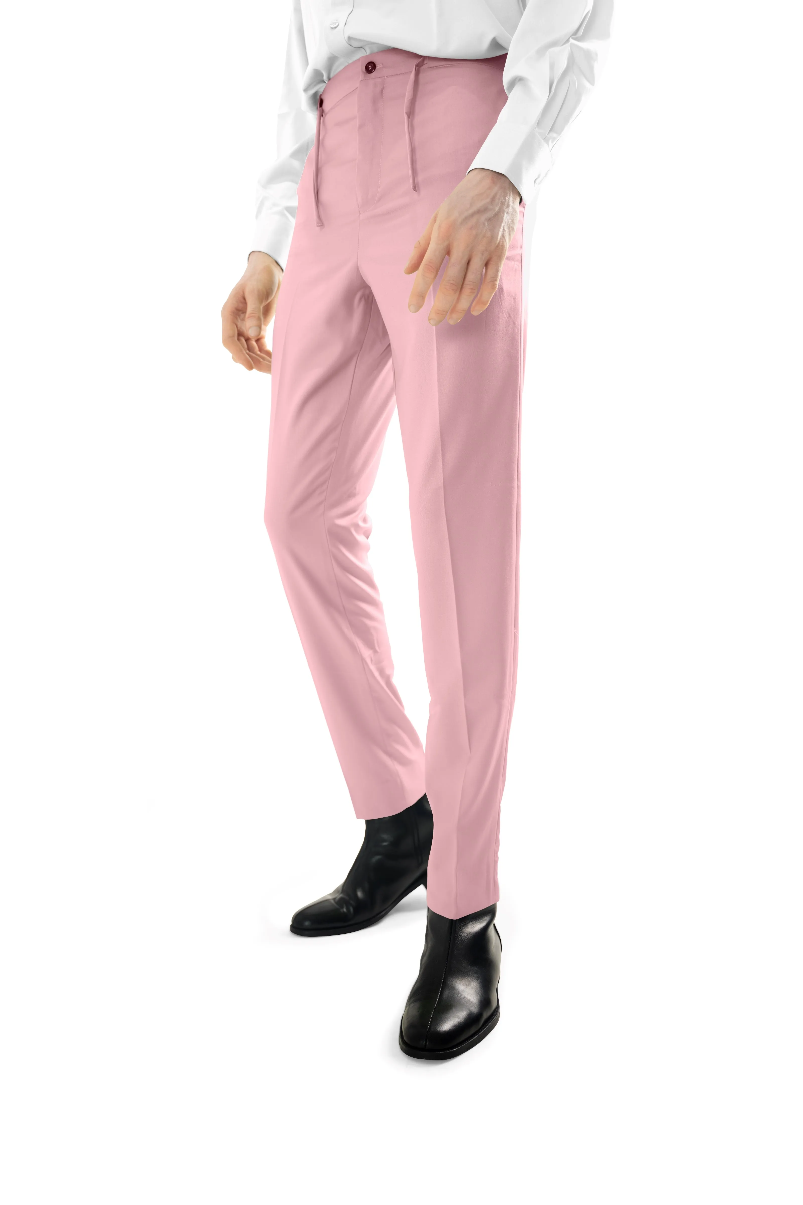 Wool Drawstring Pants in Pink