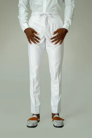 Wool Drawstring Pants in White